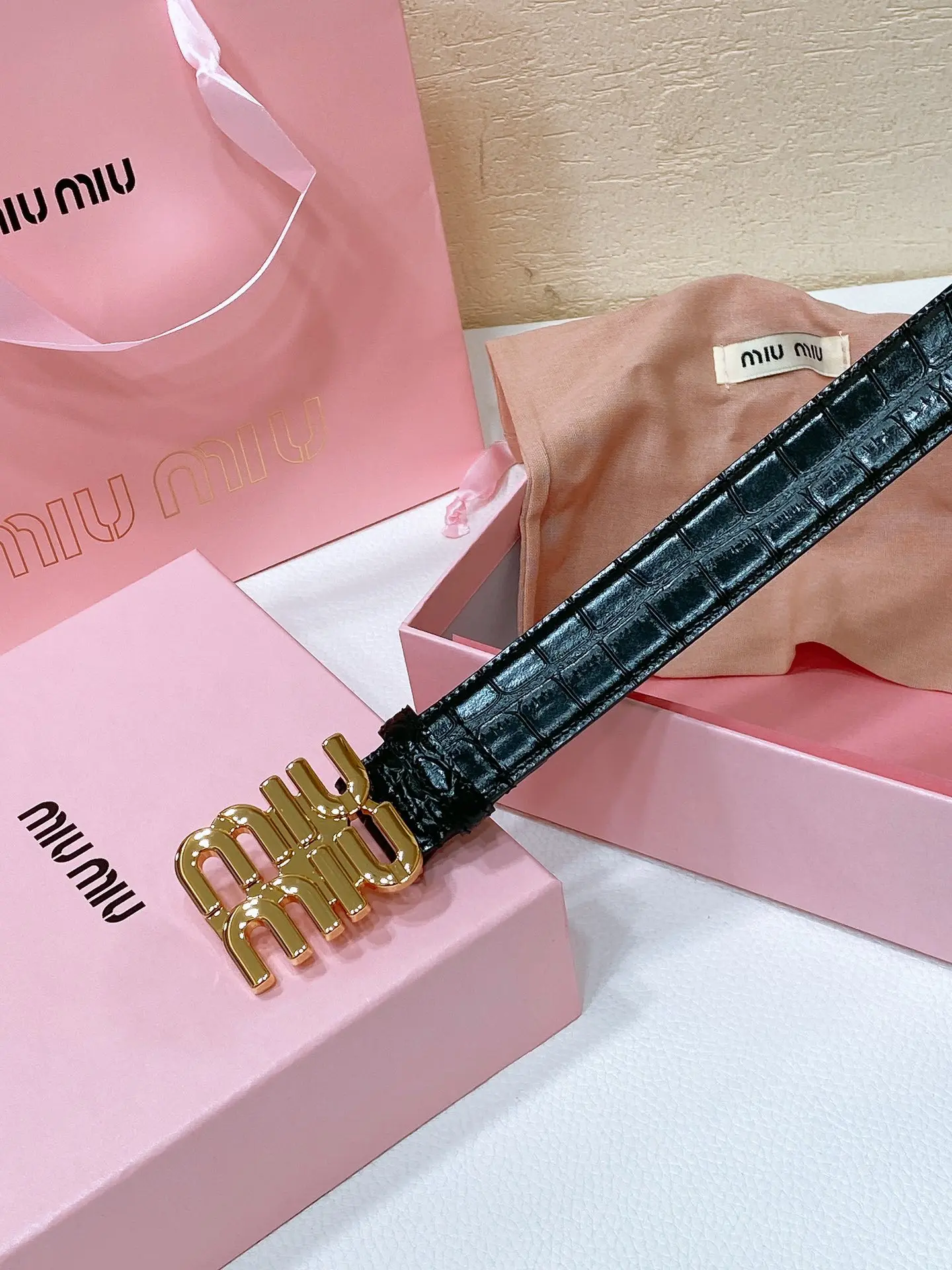 MIU MIU Metal logo buckle belt Women s belt - Detail view 4