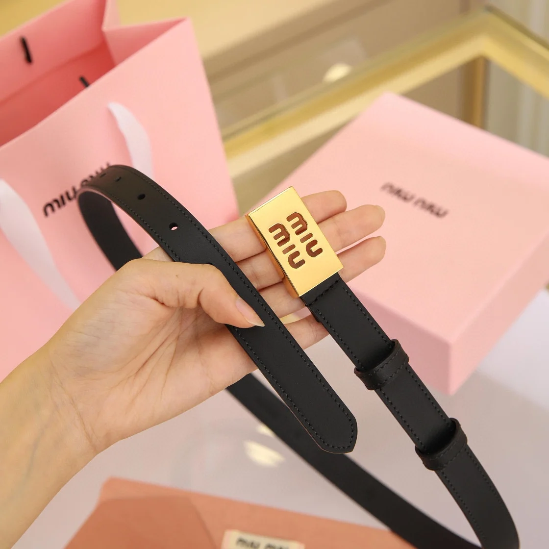 MIU MIU Metal logo buckle belt Women s belt - Detail view 5