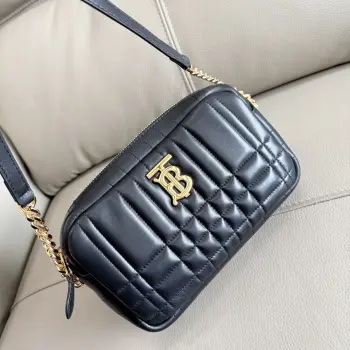 特级 B家柔软别致的绗缝款 Lola – 萝纳相机包  选用意大利鞣制羔羊皮材质匠心打造 TB专属标识 搭配光泽的链条背带 可肩背 或缔造斜背造型 尺寸24 x 6× 15cm型号0211