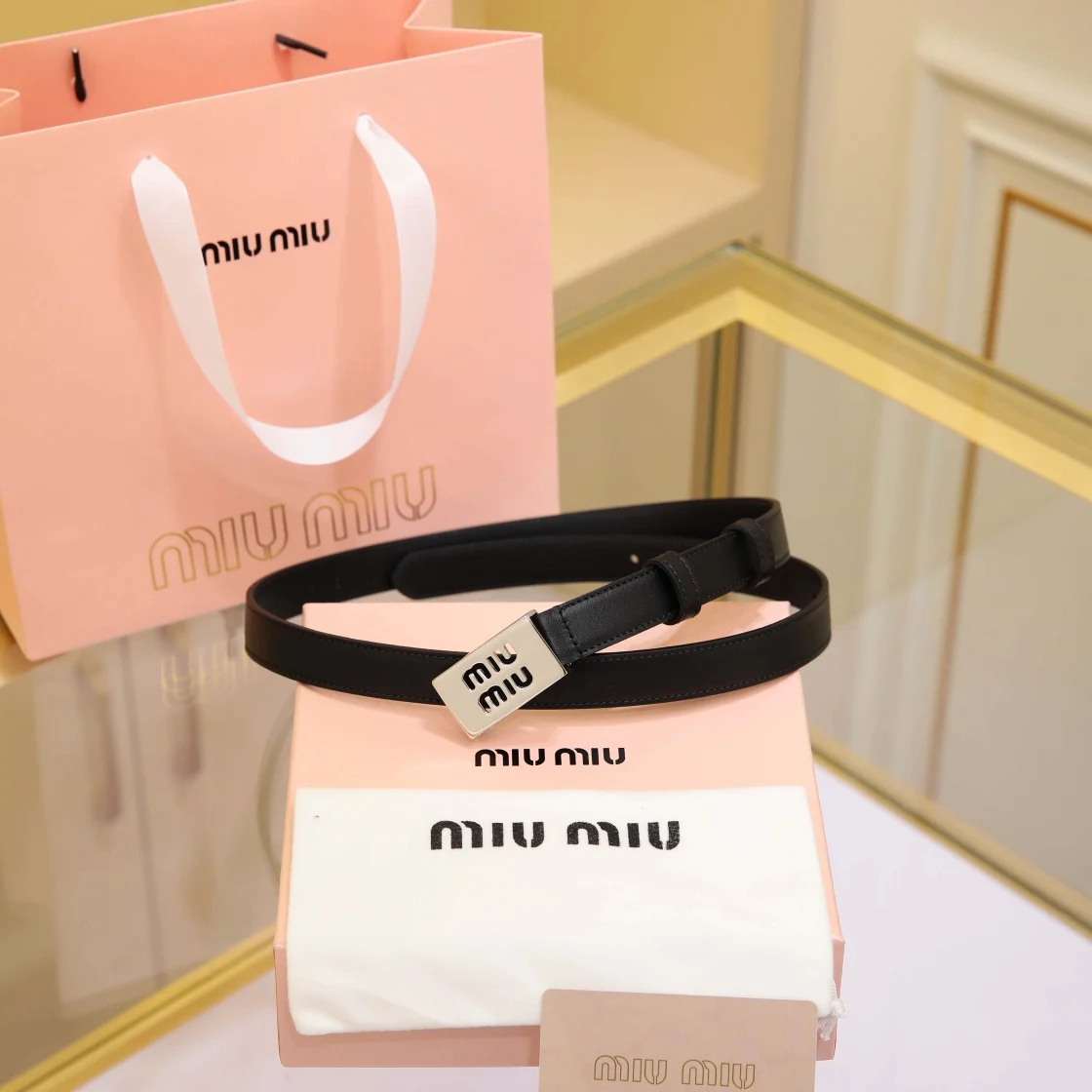 MIU MIU Metal logo buckle belt Women s belt - Detail view 3