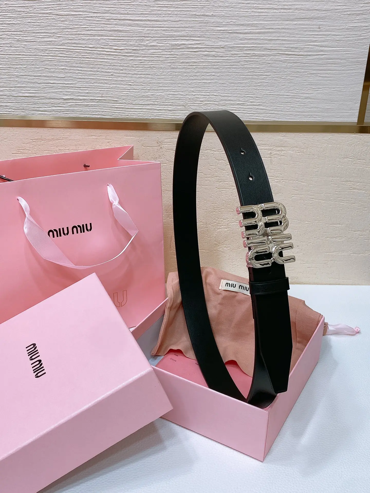 MIU MIU Metal logo buckle belt Women s belt - Detail view 1