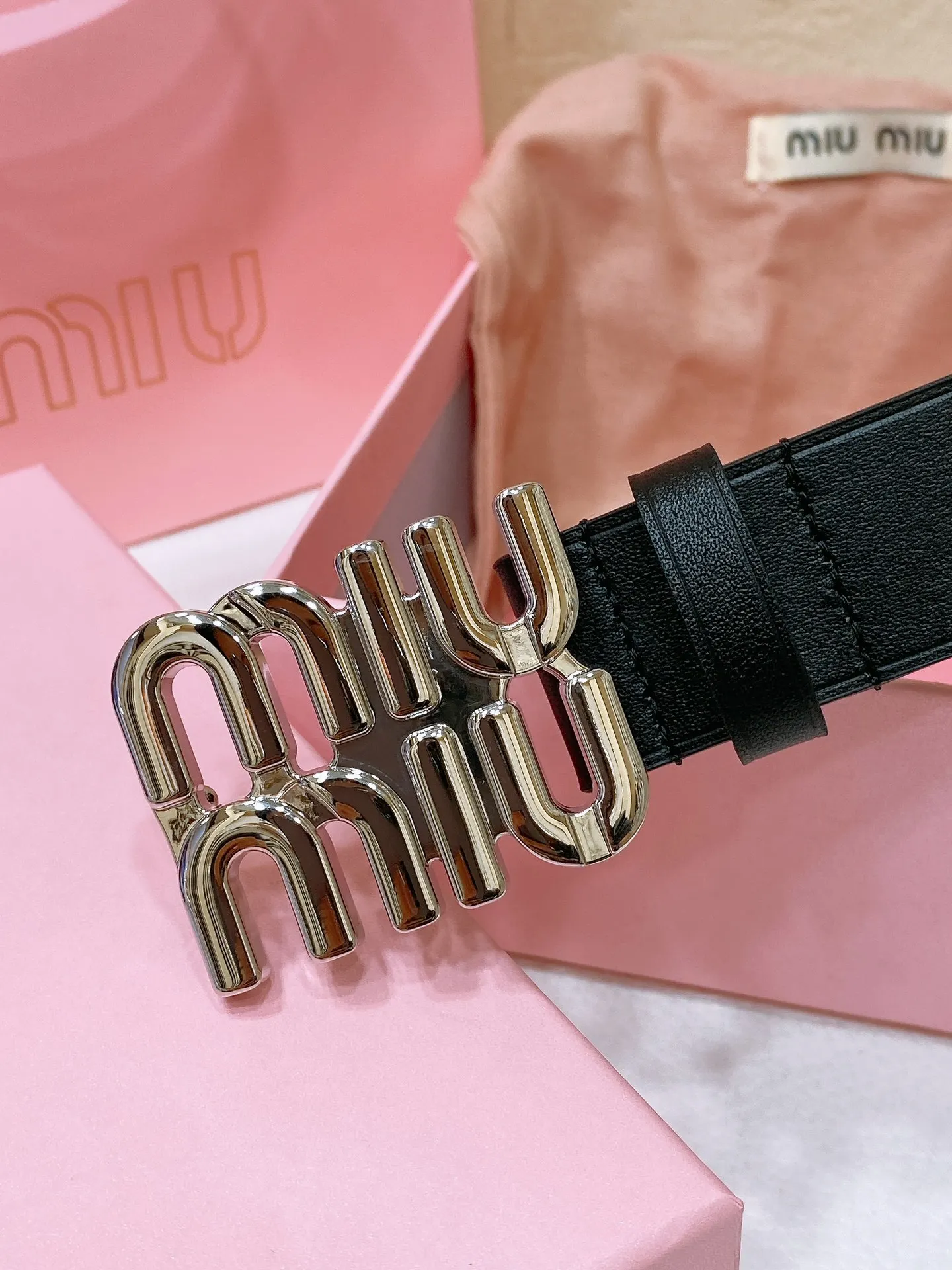 MIU MIU Metal logo buckle belt Women s belt - Detail view 4