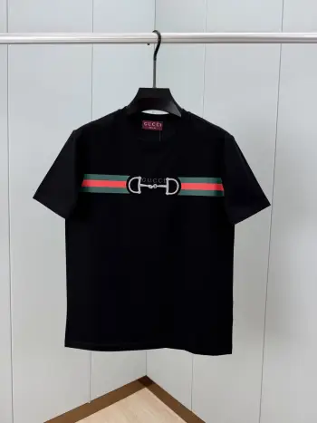 春夏新品织带印花 马衔扣刺绣短袖T恤