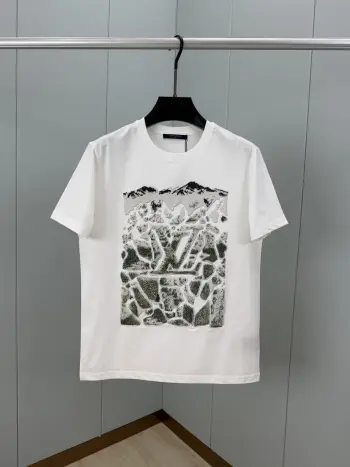 Spring and Summer Classic Series Letter Flocking Print Logo Short Sleeve T-Shirt
