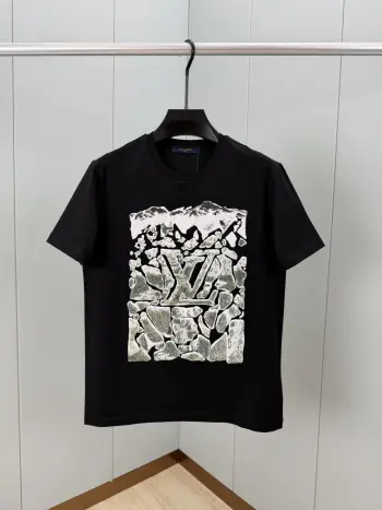 Spring and Summer Classic Series Letter Flocking Print Logo Short Sleeve T-Shirt