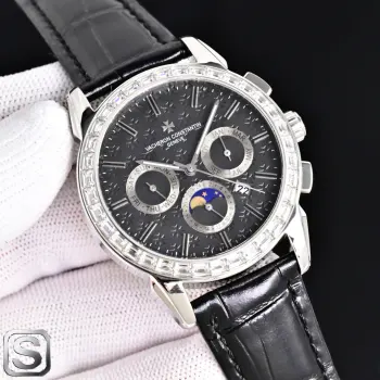 太阳出品出品 白壳 VC 江诗丹顿 R75 -Vacheron Constantin 升级版传袭系列 多功能设计顶级品质 重要提示  升级版改进 壳身比旧版本更薄 玻璃升级耐磨抗摔 比旧版本更平整美观 内罩更新成钢鑫制内罩 手表质感 手感 显得更完美 18k品质炉内真空电镀  太阳出品精致推荐男士多功能机械腕表