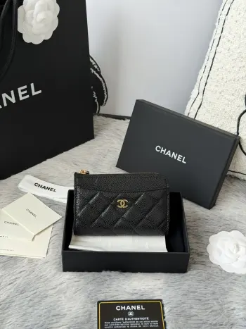chanel-鱼子酱牛皮可放零 信用卡 硬币 7字型单拉卡包 原单品质 款号 A3179 颜色如图尺寸12*7.5*2.5cm 鱼子酱进口牛皮