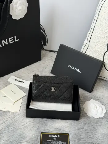 chanel-鱼子酱牛皮可放零 信用卡 硬币 7字型单拉卡包 原单品质 款号 A3179 颜色如图尺寸12*7.5*2.5cm 鱼子酱进口牛皮