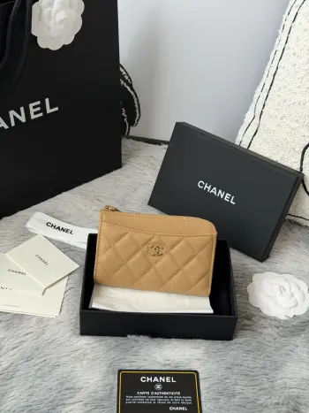 chanel-鱼子酱牛皮可放零 信用卡 硬币 7字型单拉卡包 原单品质 款号 A3179 颜色如图尺寸12*7.5*2.5cm 鱼子酱进口牛皮