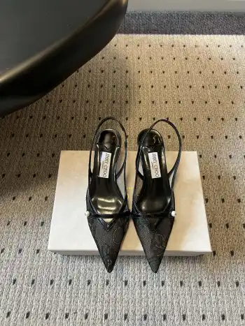早春新款蕾丝珍珠后空高跟鞋 女士凉鞋