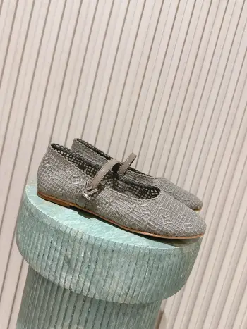 New Cross-Strap Mary Jane Mesh Rhinestone Round-Toe Flats for Women