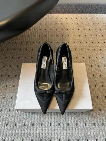 春夏新款褶皱网纱蝴蝶结尖头单鞋  女士高跟鞋