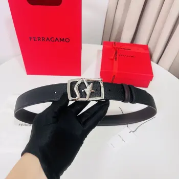 Ferragamo 菲拉格慕  宽度3.5cm 高级定制款男士皮带 黑咖双面进口牛皮 可双面使用 自行选择搭配 真材实料 很有质感 时尚经典不失风范 搭配精品尾夹扣 长短可自行裁剪