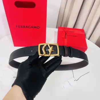 Ferragamo 菲拉格慕  宽度3.5cm 高级定制款男士皮带 黑咖双面进口牛皮 可双面使用 自行选择搭配 真材实料 很有质感 时尚经典不失风范 搭配精品尾夹扣 长短可自行裁剪