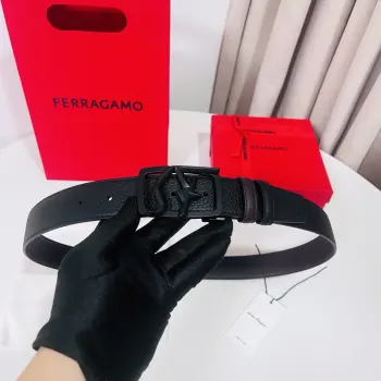 Ferragamo 菲拉格慕  宽度3.5cm 高级定制款男士皮带 黑咖双面进口牛皮 可双面使用 自行选择搭配 真材实料 很有质感 时尚经典不失风范 搭配精品尾夹扣 长短可自行裁剪