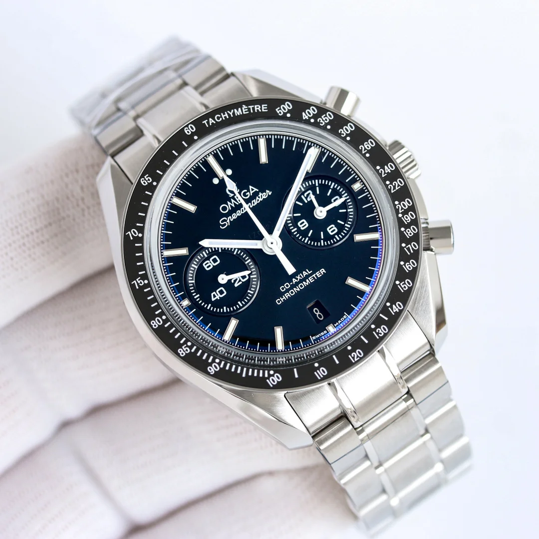 asJ出品 TVS TVS 欧米茄 OMEGA OB2 超霸系列同轴计时腕表 型号 311.30.44.51.01.002TVS自主研发9300型至臻天文台双T机芯 3点盘为 12小时 和 60分钟 累积计时盘 所有功能及外观与原版一致 TVS匠心之作振频 28800每小时振荡次数动力储存 60小时精钢表壳表带 弧拱形双面防反光抗磨损玻璃 S1精致推荐男士多功能机械腕表 立即抢购