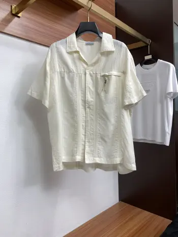新品麻料阔版 短袖衬衫