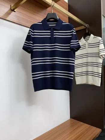 新款男士高端简约翻领针织短袖Polo恤衫