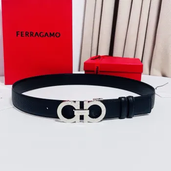 Ferragamo 菲拉格慕  宽度3.5cm 高级定制款男士皮带 荔枝皮底双面进口牛皮 可双面使用 自行选择搭配 真材实料 很有质感 时尚经典不失风范 搭配精品尾夹扣 长短可自行裁剪