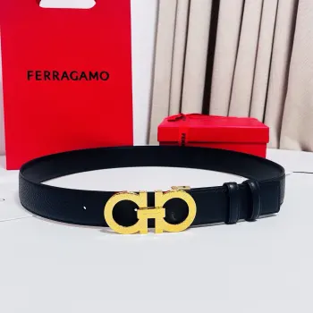 Ferragamo 菲拉格慕  宽度3.5cm 高级定制款男士皮带 荔枝皮底双面进口牛皮 可双面使用 自行选择搭配 真材实料 很有质感 时尚经典不失风范 搭配精品尾夹扣 长短可自行裁剪