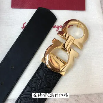 菲拉  宽度3.5cm 双面头层牛皮带身 正面压花工艺 背面平纹 可双面使用 经典尾夹铜扣 长短可以自己剪裁