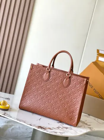  特级MB原厂皮 ONTHEGO 中号手袋型号 M12775焦糖动态芯片材料 A级全钢五金 进口原厂面料包装 全套原厂免税MB包装尺寸 35*27*14CM