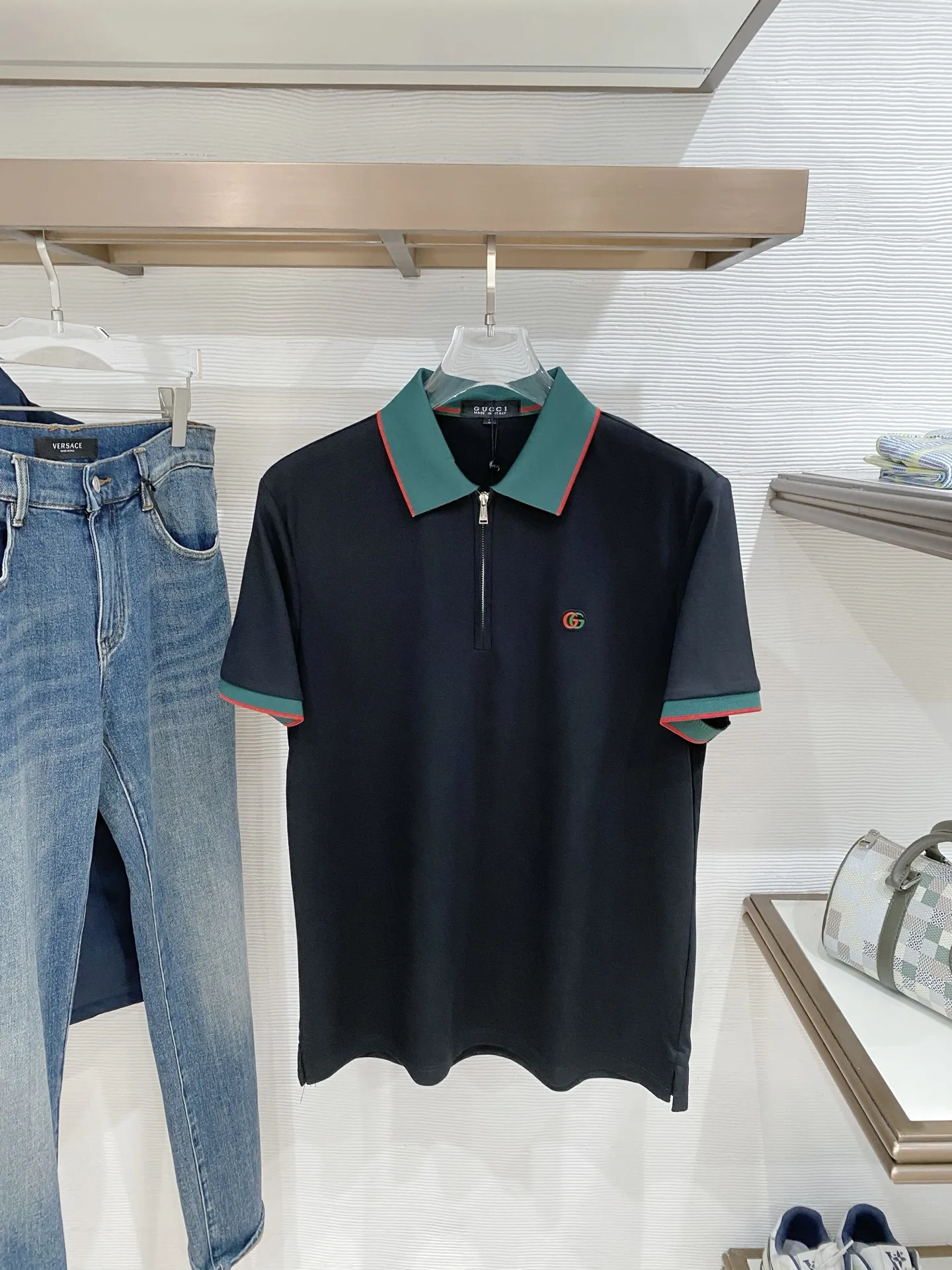 Gucci Spring and summer new men s premium knitted short-sleeve polo men s T-shirt - Detail view 1