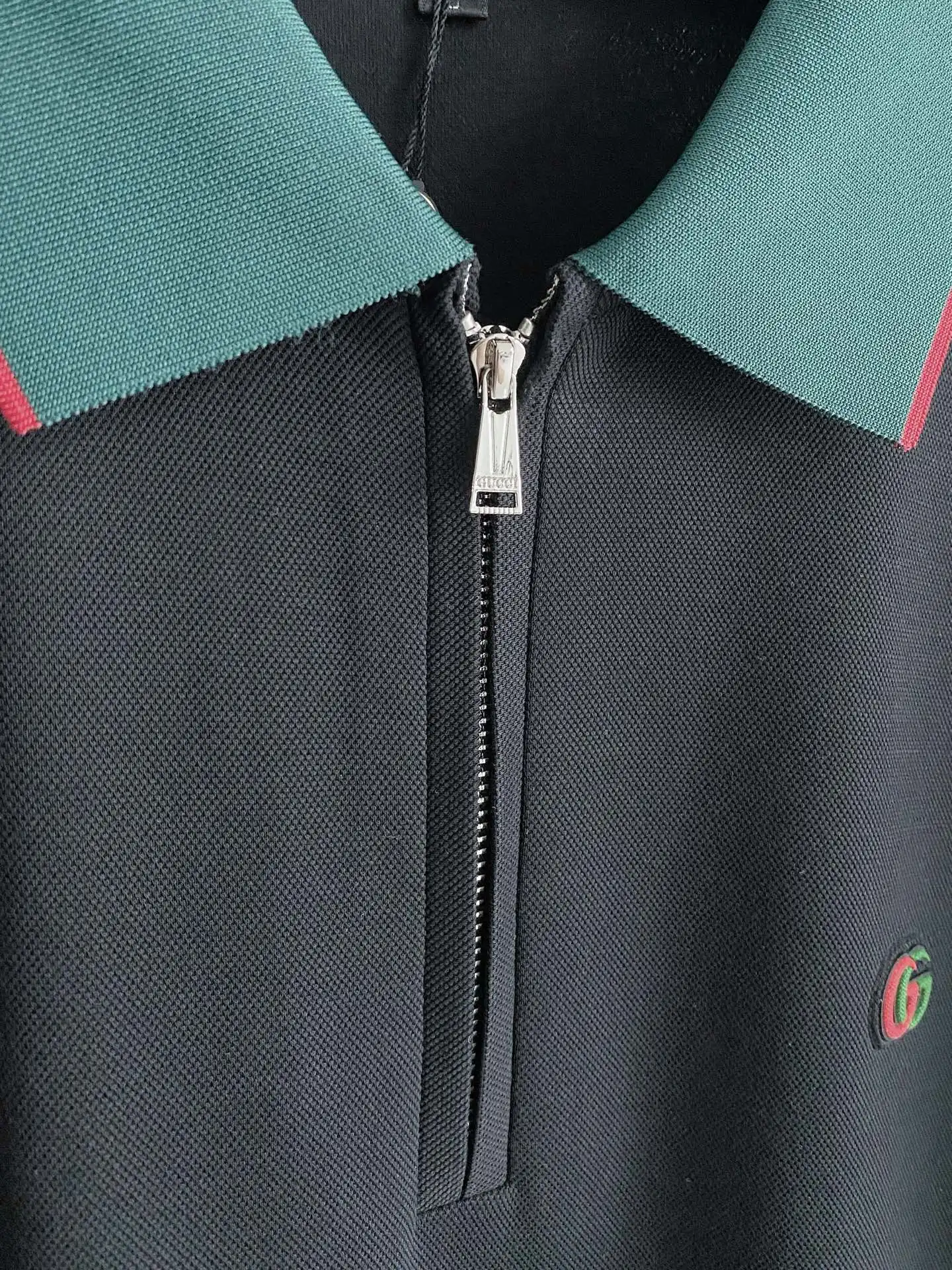 Gucci Spring and summer new men s premium knitted short-sleeve polo men s T-shirt - Detail view 11