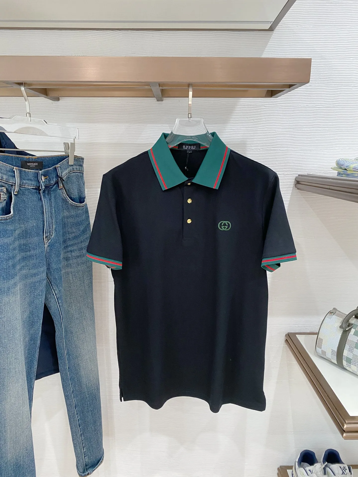 Gucci Spring and summer new men s premium knitted short-sleeve polo men s T-shirt