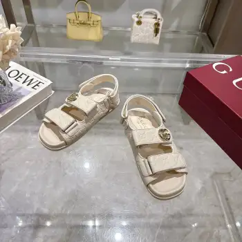 Embossed leather sandals   Women s flip-flops