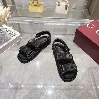 Embossed leather sandals   Women s slip-on sandals