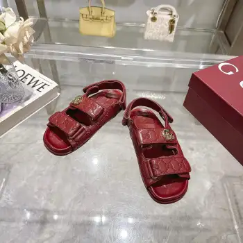 Embossed leather sandals   Women s flip-flops