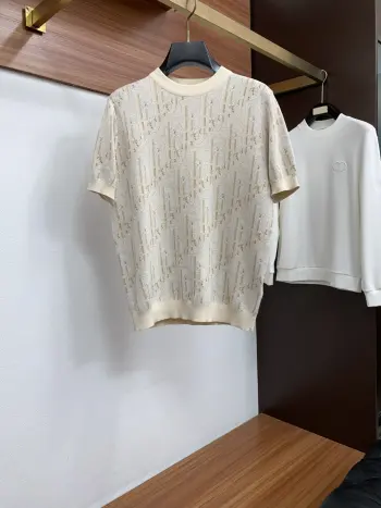 男士高端宽松款圆领针织羊毛短袖毛衣  男士毛衣