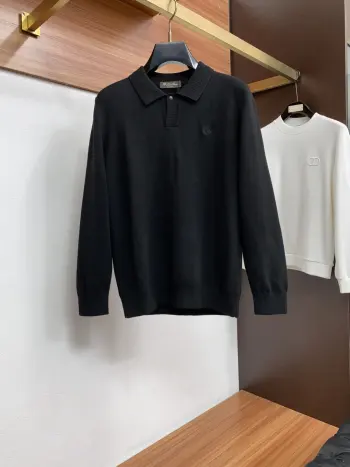 男士百搭款翻领羊毛混纺长袖毛衣