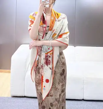 丝绒方巾双面同色围巾