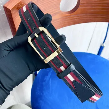 BALLY (巴利) 专柜同款 采用织带布搭配双面togo皮纯铜精品扣头打造 双面可用 柔软细腻 休闲商务 百搭大方 商务休闲 尺寸 3.4cm颜色 黑白 红白亮金 亮白