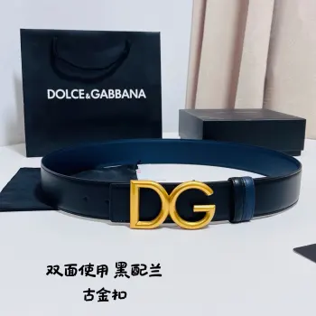 Dolce Gabbana  新款黑兰双面小牛皮男士徽标腰带,双面可用 4.0cm