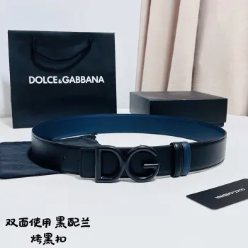 Dolce Gabbana  新款黑兰双面小牛皮男士徽标腰带,双面可用 4.0cm