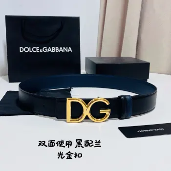 Dolce Gabbana  新款黑兰双面小牛皮男士徽标腰带,双面可用 4.0cm