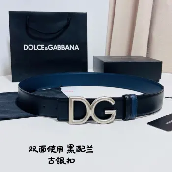 Dolce Gabbana  新款黑兰双面小牛皮男士徽标腰带,双面可用 4.0cm