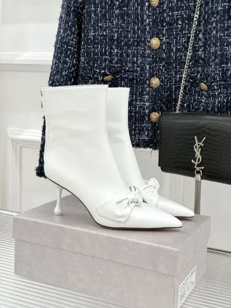 JimmyChoo 26WF New Product Bowknot Thin Heel High Heeled Ankle Boots