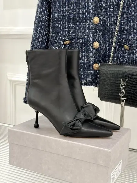 JimmyChoo 26WF New Product Bow Tie Thin Heel High Heeled Ankle Boots