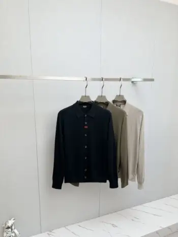 男士撞色织带羊毛针织Polo衫