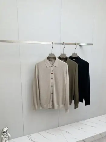 男士撞色织带羊毛针织Polo衫